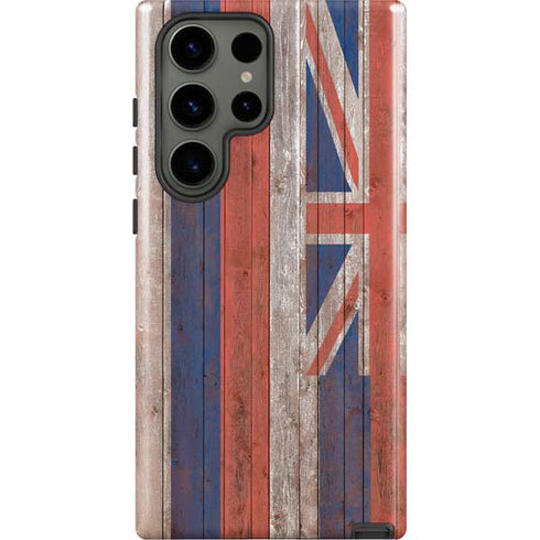 Hawaiian Flag Dark Wood Galaxy S23 Ultra Pro Case