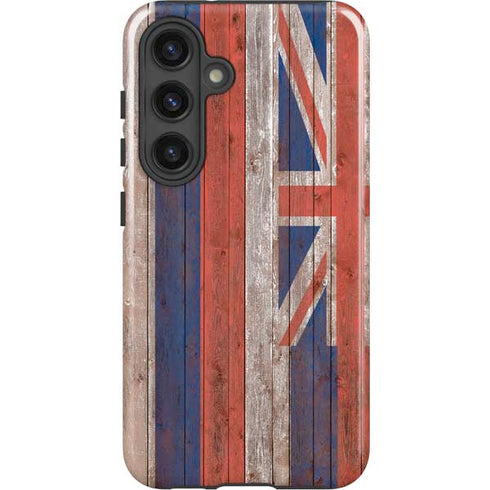 Hawaiian Flag Dark Wood Galaxy S25 Impact Case