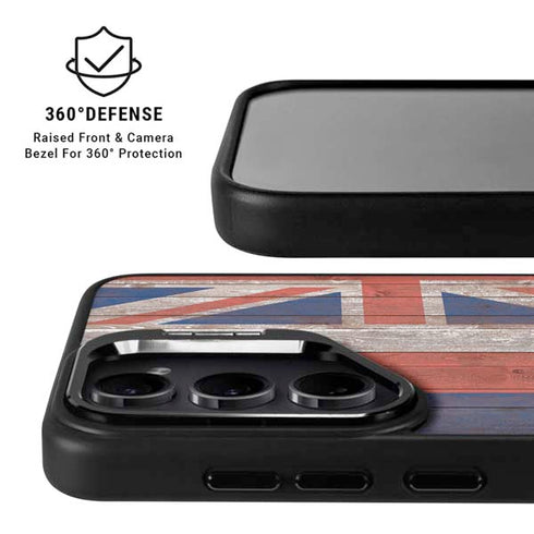 Hawaiian Flag Dark Wood Galaxy S25 Kickstand Case
