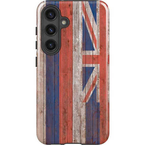 Hawaiian Flag Dark Wood Galaxy S25 Plus Impact Case