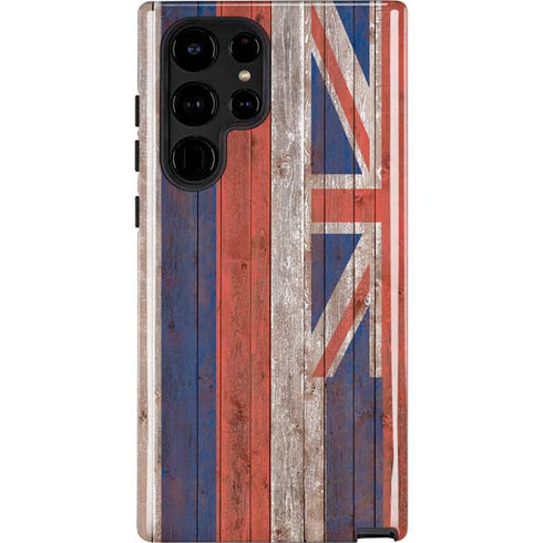 Hawaiian Flag Dark Wood Galaxy Cases