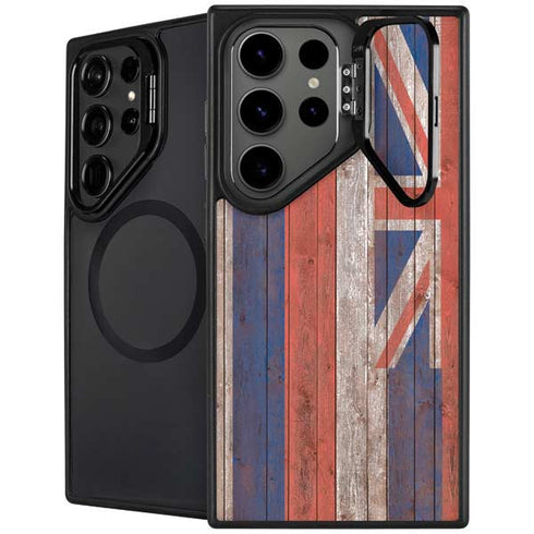 Hawaiian Flag Dark Wood Galaxy S25 Ultra Kickstand Case