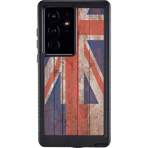 Hawaiian Flag Dark Wood Galaxy S24 Ultra Waterproof Case