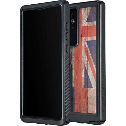 Hawaiian Flag Dark Wood Galaxy S24 Ultra Waterproof Case