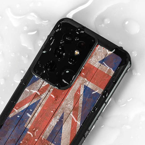 Hawaiian Flag Dark Wood Galaxy S24 Ultra Waterproof Case
