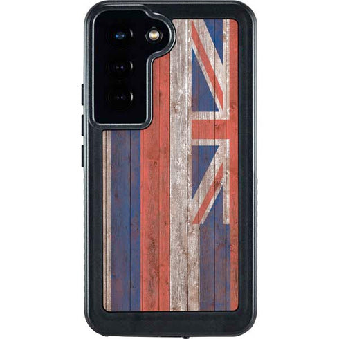 Hawaiian Flag Dark Wood Galaxy S24 Waterproof Case
