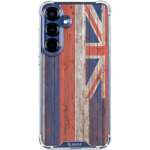 Hawaiian Flag Dark Wood Galaxy S25 Plus Clear Case