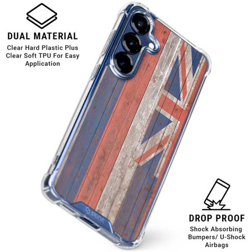 Hawaiian Flag Dark Wood Galaxy S25 Plus Clear Case
