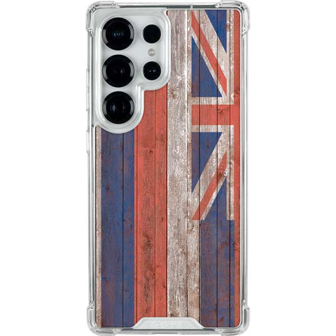Hawaiian Flag Dark Wood Galaxy S25 Ultra Clear Case