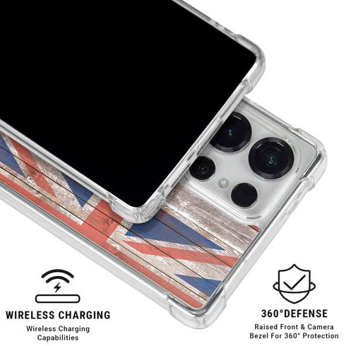 Hawaiian Flag Dark Wood Galaxy S25 Ultra Clear Case