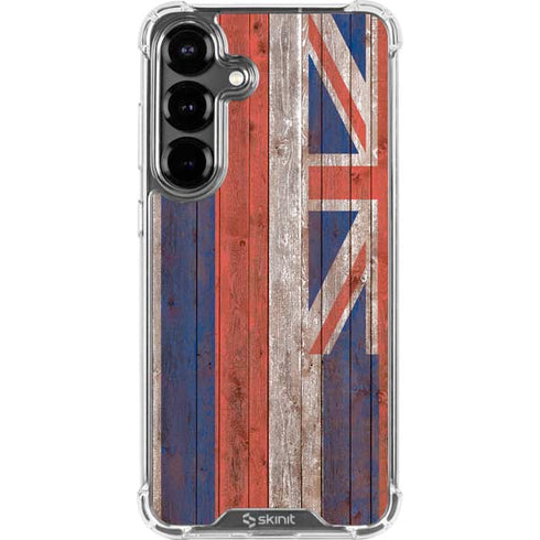 Hawaiian Flag Dark Wood Galaxy S26 Clear Case