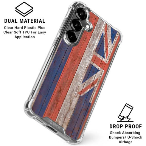 Hawaiian Flag Dark Wood Galaxy S26 Plus Clear Case