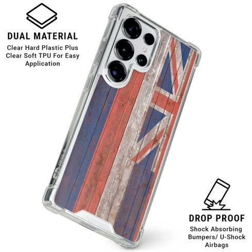 Hawaiian Flag Dark Wood Galaxy S26 Ultra Clear Case