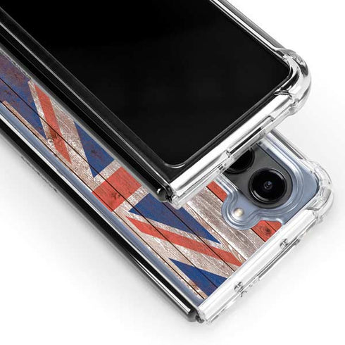 Hawaiian Flag Dark Wood Galaxy Z Fold5 5G Clear Case