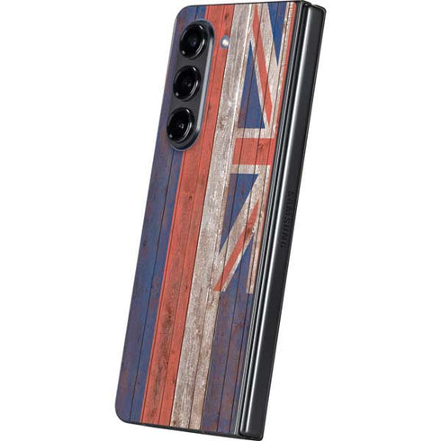 Hawaiian Flag Dark Wood Galaxy Z Fold5 5G Skin