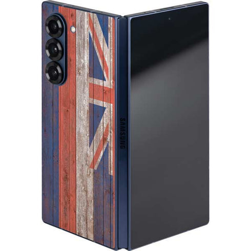 Hawaiian Flag Dark Wood Galaxy Z Fold6 Skin