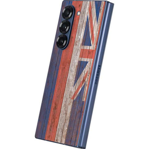 Hawaiian Flag Dark Wood Galaxy Z Fold6 Skin