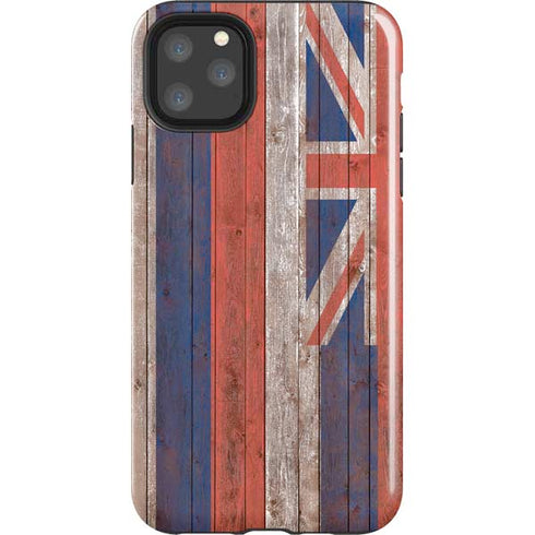 Hawaiian Flag Dark Wood iPhone Cases