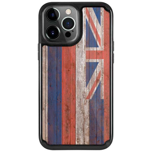 Hawaiian Flag Dark Wood iPhone Cases