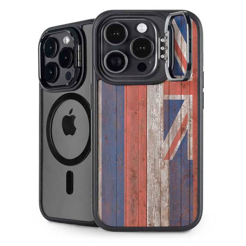 Hawaiian Flag Dark Wood iPhone Cases