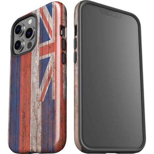 Hawaiian Flag Dark Wood iPhone 15 Pro Impact Case
