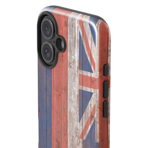 Hawaiian Flag Dark Wood iPhone 16 Impact Case