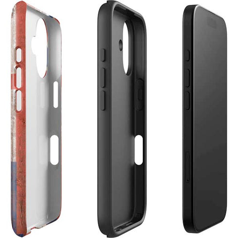 Hawaiian Flag Dark Wood iPhone 16 Impact Case