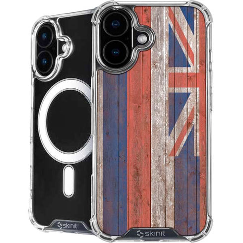 Hawaiian Flag Dark Wood iPhone 16 Plus MagSafe Case