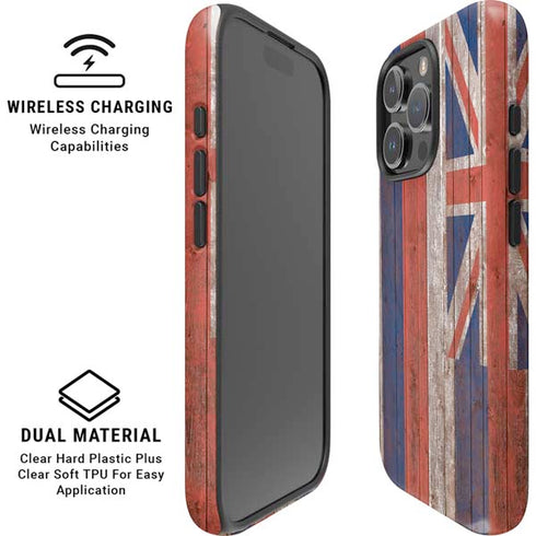 Hawaiian Flag Dark Wood iPhone 16 Pro Magsafe Impact Case