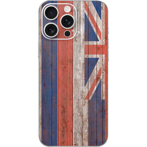 Hawaiian Flag Dark Wood iPhone 16 Pro Max Skin
