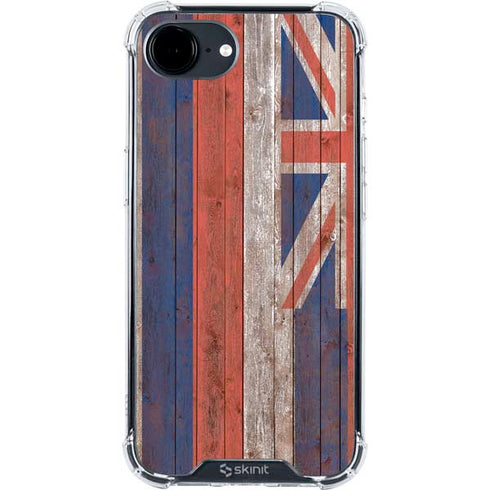 Hawaiian Flag Dark Wood iPhone 16e Clear Case