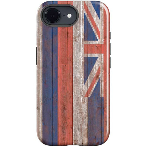 Hawaiian Flag Dark Wood iPhone 16e Impact Case