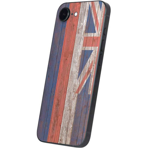 Hawaiian Flag Dark Wood iPhone 16e Skin
