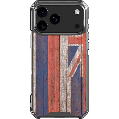 Hawaiian Flag Dark Wood iPhone 18 Pro Max Clear Case