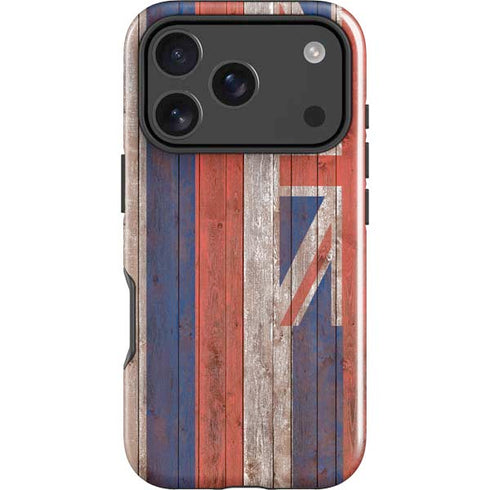 Hawaiian Flag Dark Wood iPhone 18 Pro Max Impact Case