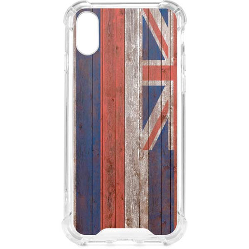 Hawaiian Flag Dark Wood iPhone XS Clear Case