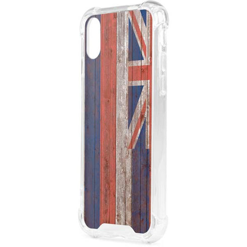 Hawaiian Flag Dark Wood iPhone XS Clear Case
