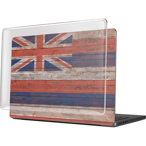 Hawaiian Flag Dark Wood MacBook Pro 14in (2021-24) Case plus Skin