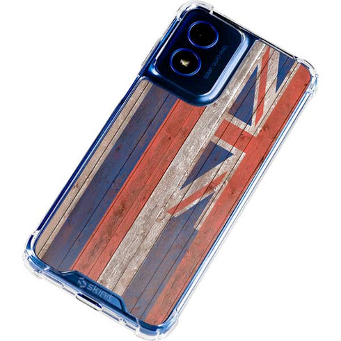 Hawaiian Flag Dark Wood Moto G Play 4G (2024) Clear Case