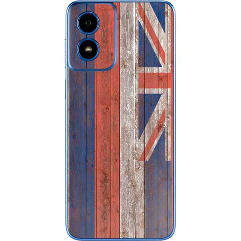 Hawaiian Flag Dark Wood Moto G Play 4G (2024) Skin