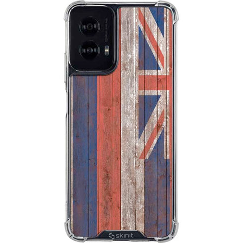 Hawaiian Flag Dark Wood Moto G Power 5G (2024) Clear Case