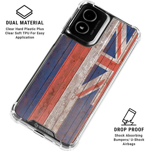 Hawaiian Flag Dark Wood Moto G Power 5G (2024) Clear Case
