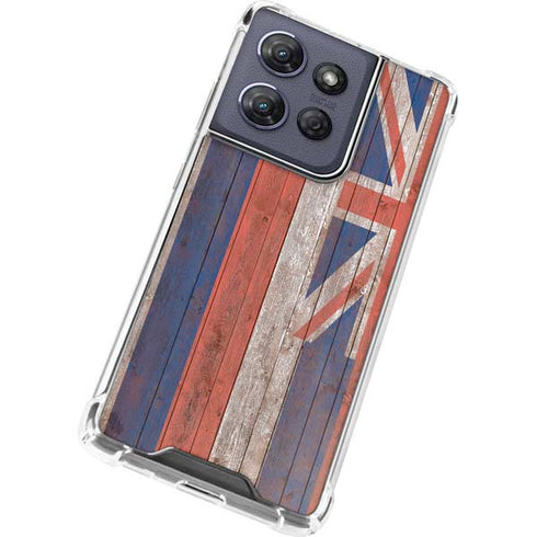 Hawaiian Flag Dark Wood Moto G Power 5G (2025) Clear Case