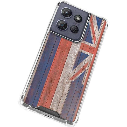 Hawaiian Flag Dark Wood Moto G Stylus 5G (2025) Clear Case