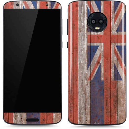 Hawaiian Flag Dark Wood Moto G6 Skin