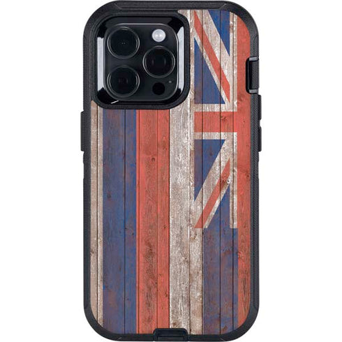 Hawaiian Flag Dark Wood Otterbox Defender iPhone Skin