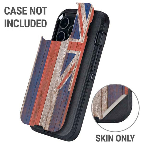 Hawaiian Flag Dark Wood Otterbox Defender iPhone Skin