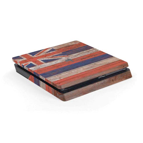 Hawaiian Flag Dark Wood PS4 Slim Skin