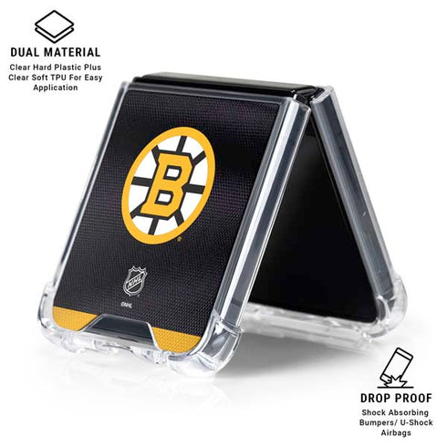 NHL Boston Bruins Home Jersey Galaxy Z Flip7 Clear Case