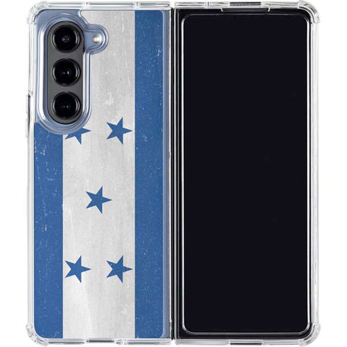 Honduras Flag Distressed Galaxy Z Fold5 5G Clear Case